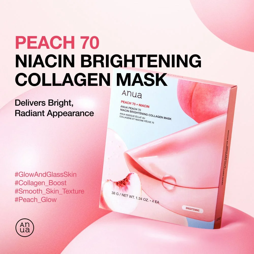 Anua Peach 70 Niacin Brightening Collagen Mask 4 pcs