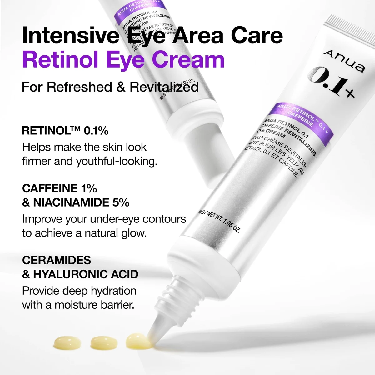 Anua Retinol 0.1 Caffeine Revitalizing Eye Cream 30 g