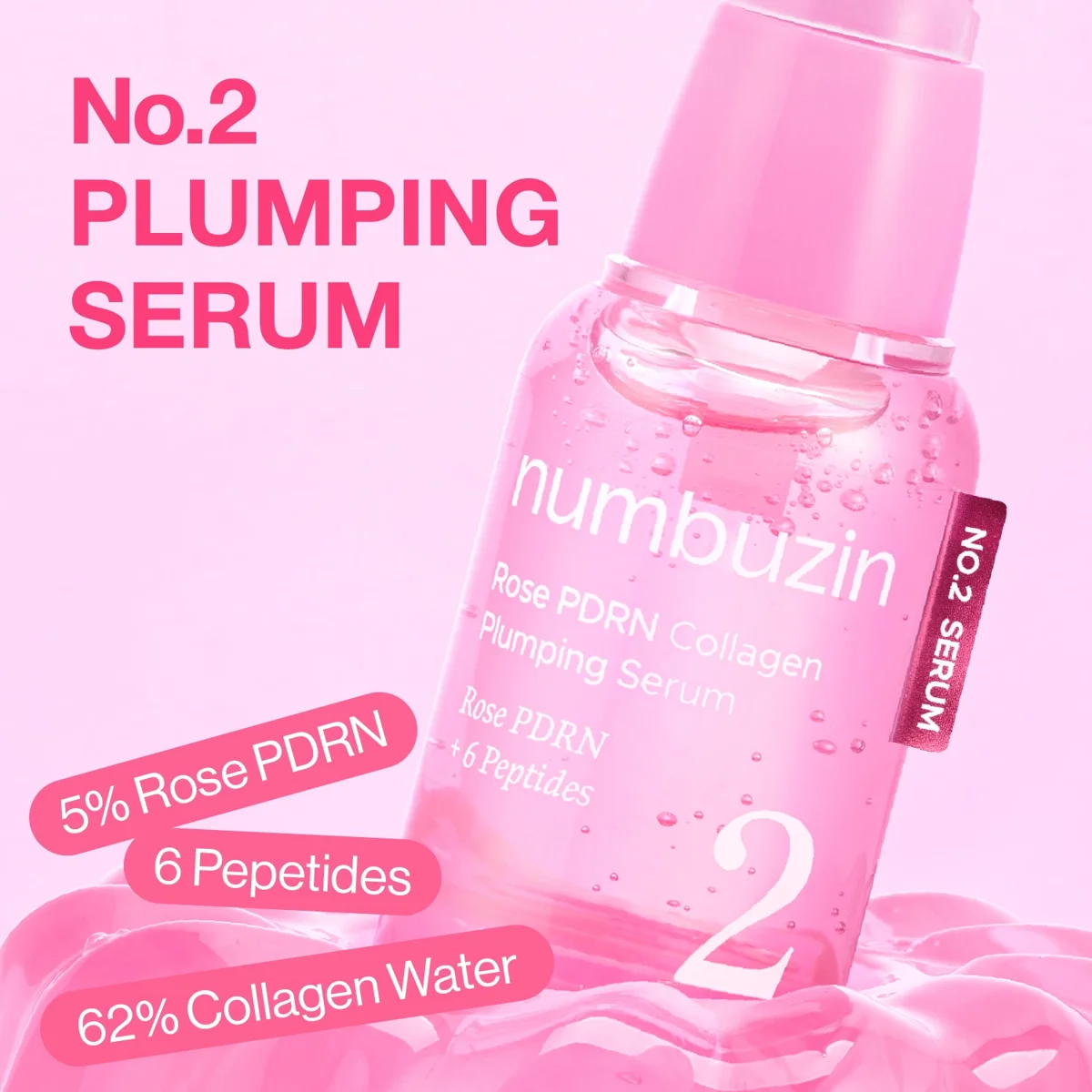 Numbuzin No. 2 Rose PDRN Collagen Plumping Serum 1.2 ml x 10